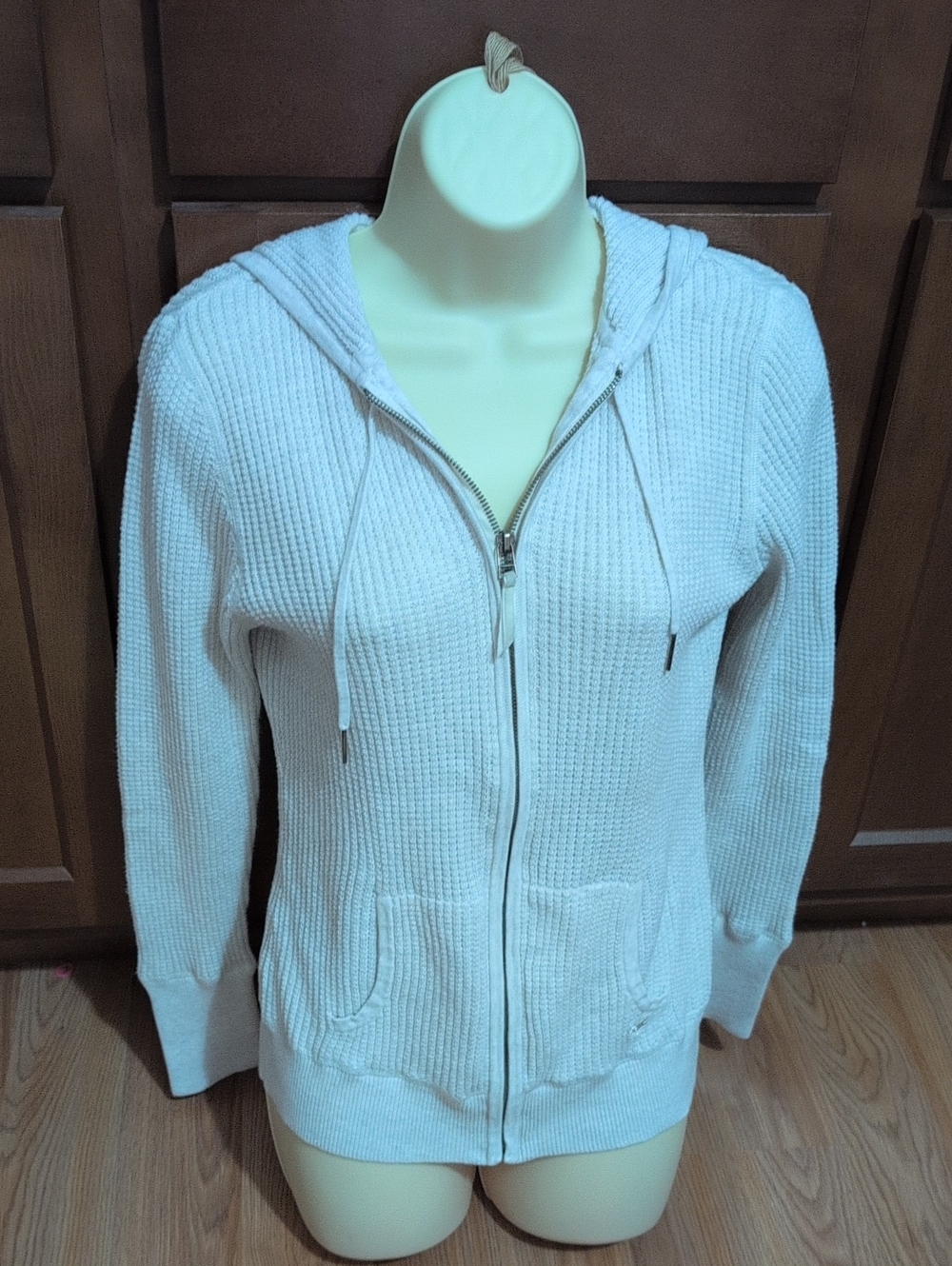 Nollie Cream Waffle Knit Zip Hoodie